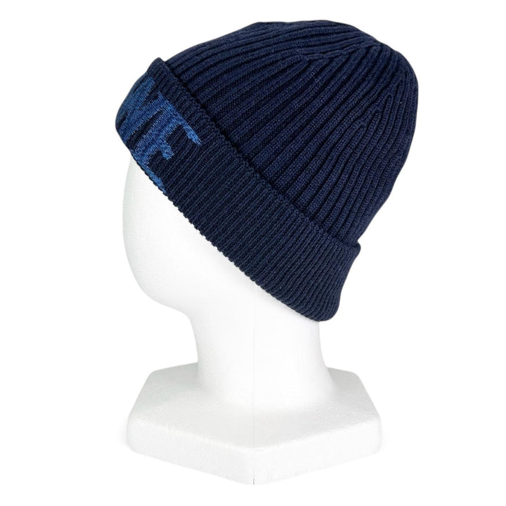 Pristine LOEWE Knit cap Logo design beanie Navy blue wool Women F540257X23