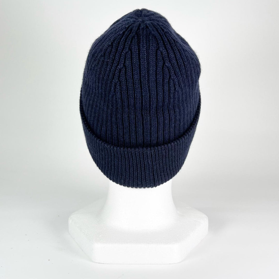 Pristine LOEWE Knit cap Logo design beanie Navy blue wool Women F540257X23