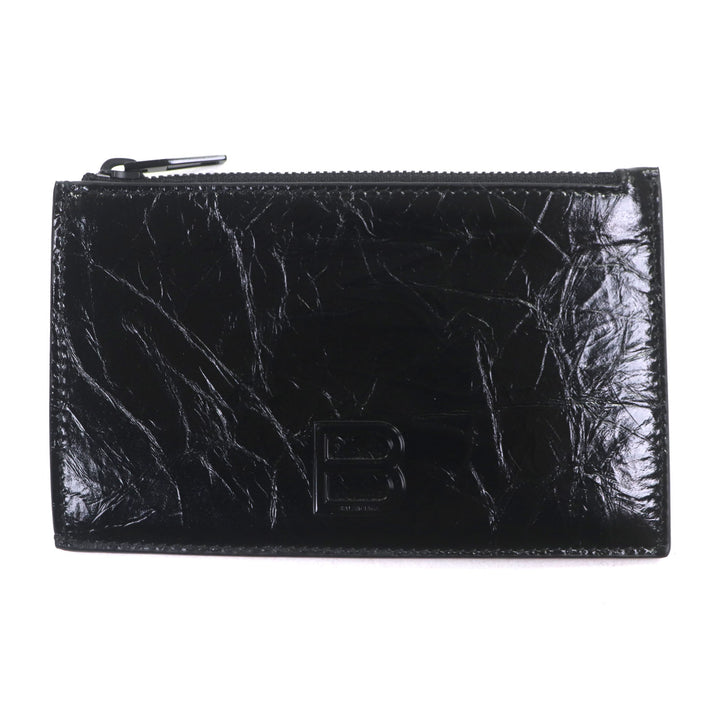 新品同様 BALENCIAGA コインケース CRUSH ブラックレザー メンズ 766465