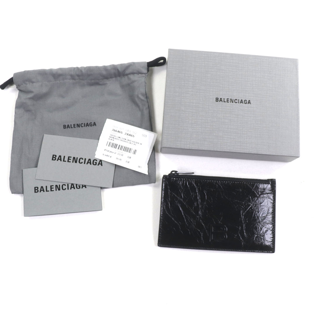 新品同様 BALENCIAGA コインケース CRUSH ブラックレザー メンズ 766465