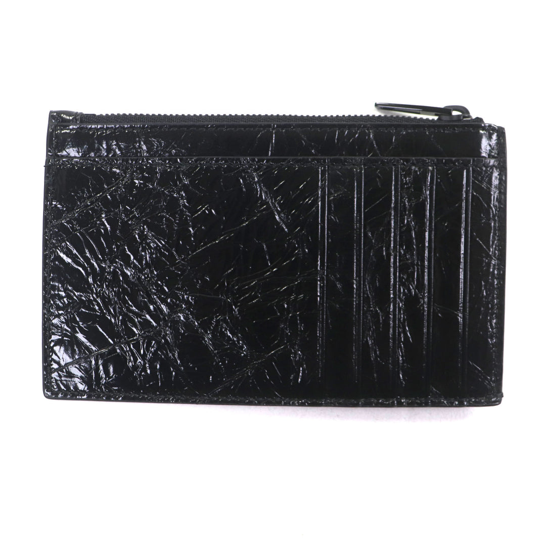 新品同様 BALENCIAGA コインケース CRUSH ブラックレザー メンズ 766465
