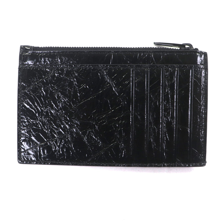 新品同様 BALENCIAGA コインケース CRUSH ブラックレザー メンズ 766465