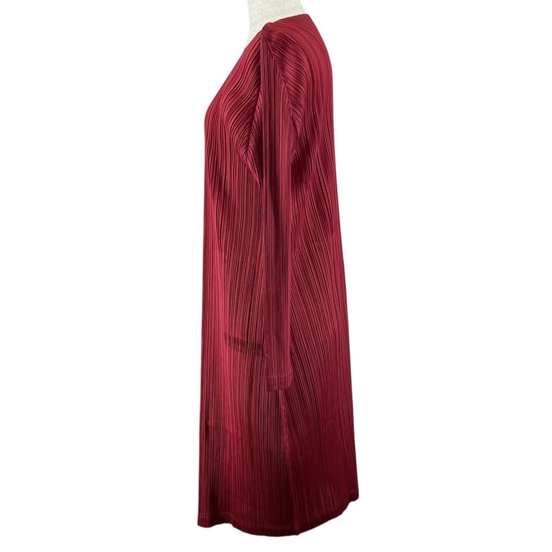 Excellent PLEATS PLEASE cardigan long Red polyester Women 2 PP73-JA163