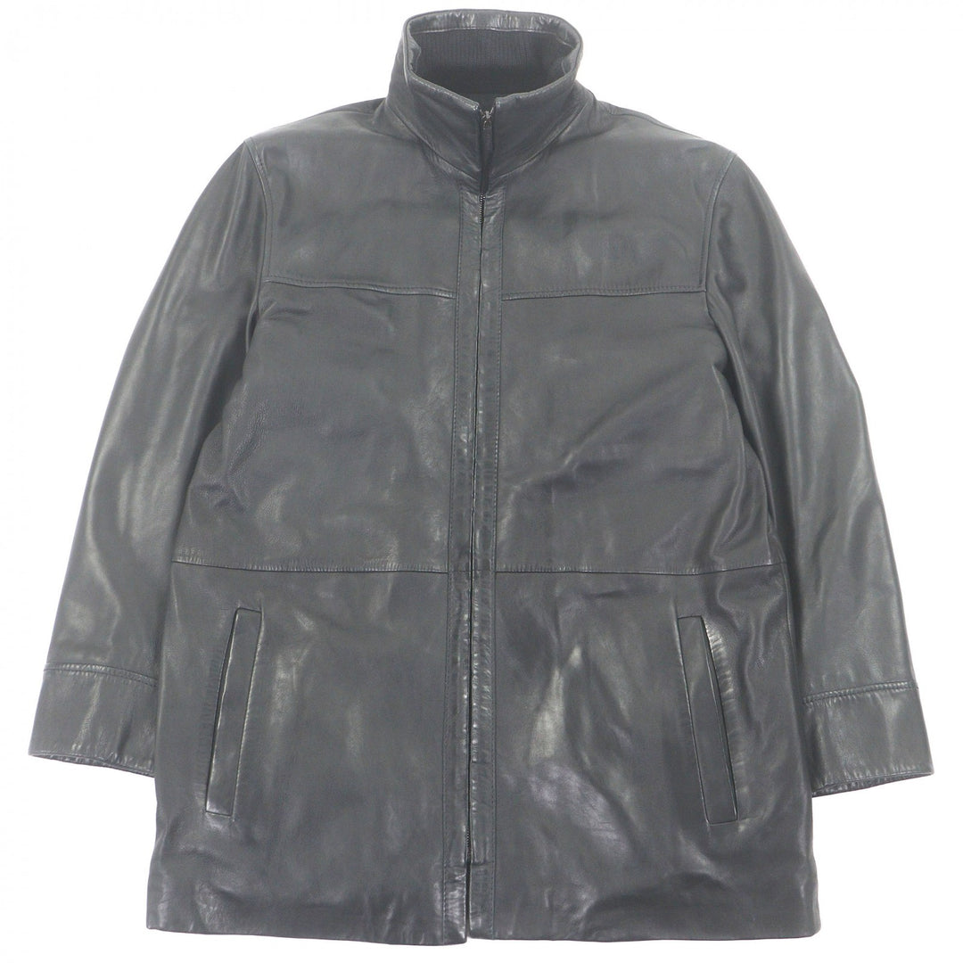 Great Dupont Leather jacket single black Lamb leather mens 52