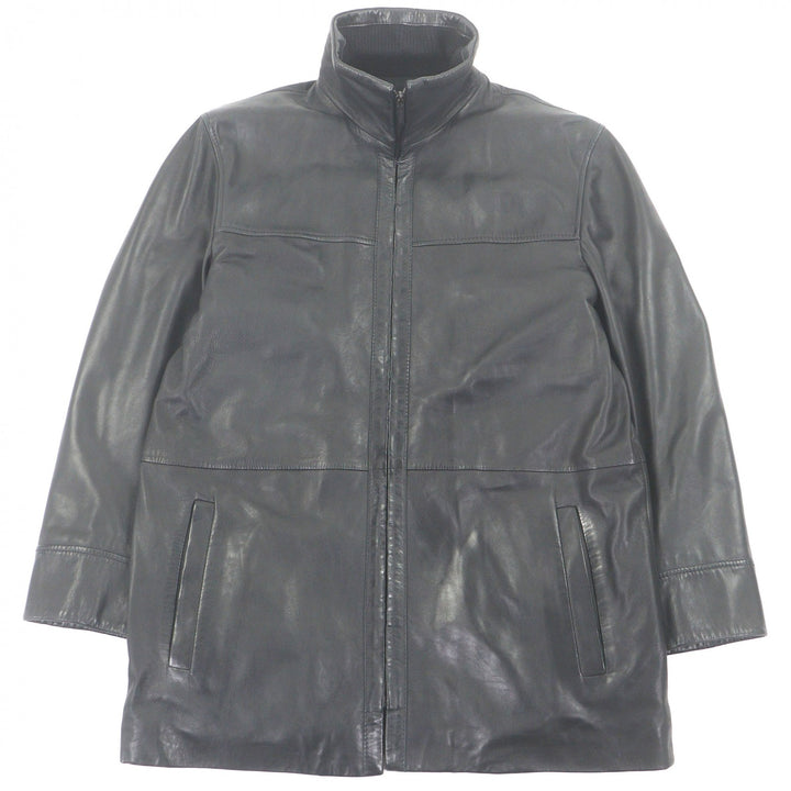 Great Dupont Leather jacket single black Lamb leather mens 52