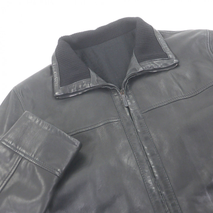 Great Dupont Leather jacket single black Lamb leather mens 52