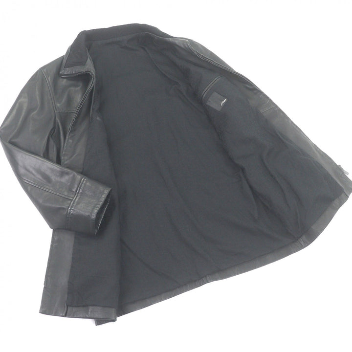 Great Dupont Leather jacket single black Lamb leather mens 52