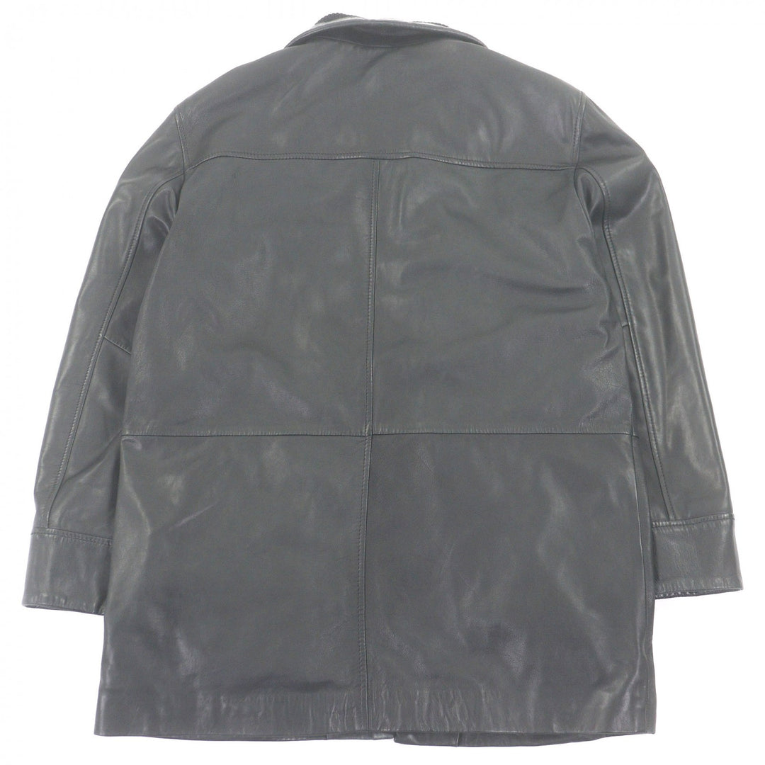 Great Dupont Leather jacket single black Lamb leather mens 52