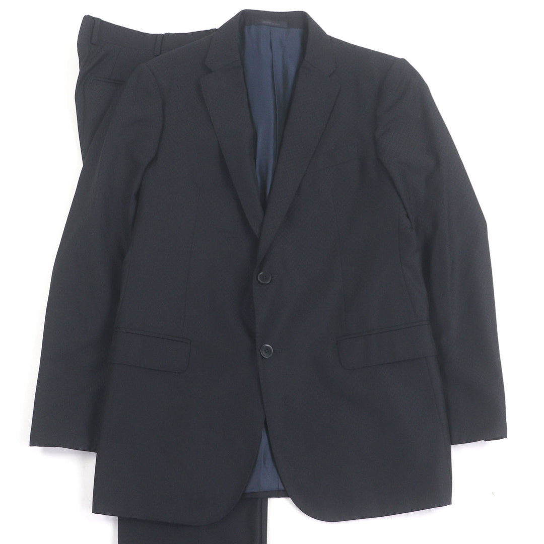 Great ARMANI COLLEZIONI suit M-LINE all-over print single Navy wool mens 48