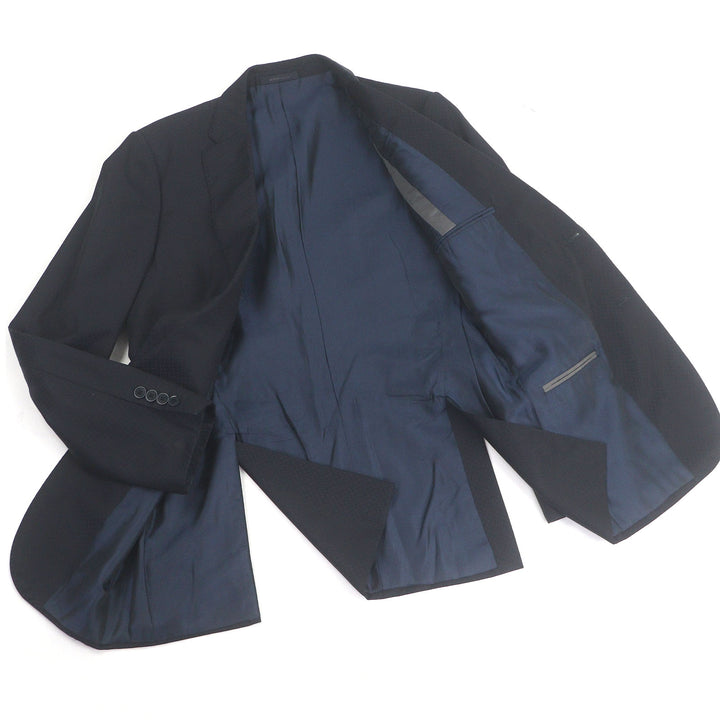 Great ARMANI COLLEZIONI suit M-LINE all-over print single Navy wool mens 48