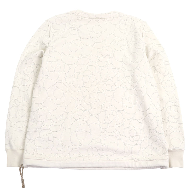 Excellent CHANEL sweat COCO Mark Button, Camellia Stitch, Rare Size beige cotton