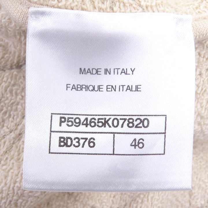 Excellent CHANEL sweat COCO Mark Button, Camellia Stitch, Rare Size beige cotton