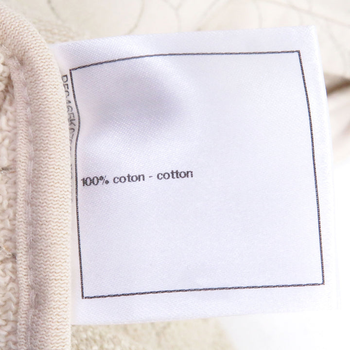 Excellent CHANEL sweat COCO Mark Button, Camellia Stitch, Rare Size beige cotton