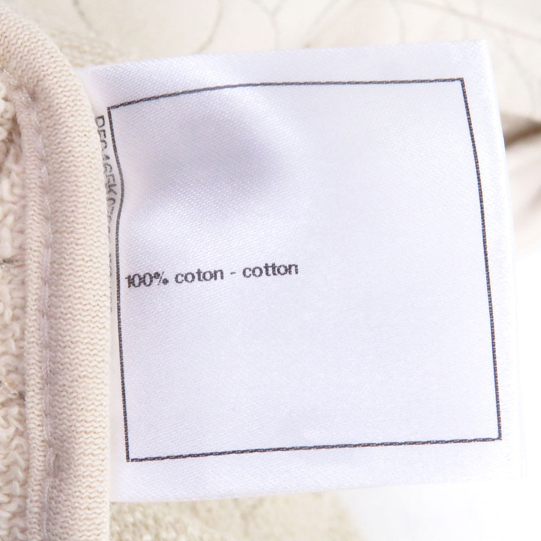 Excellent CHANEL sweat COCO Mark Button, Camellia Stitch, Rare Size beige cotton