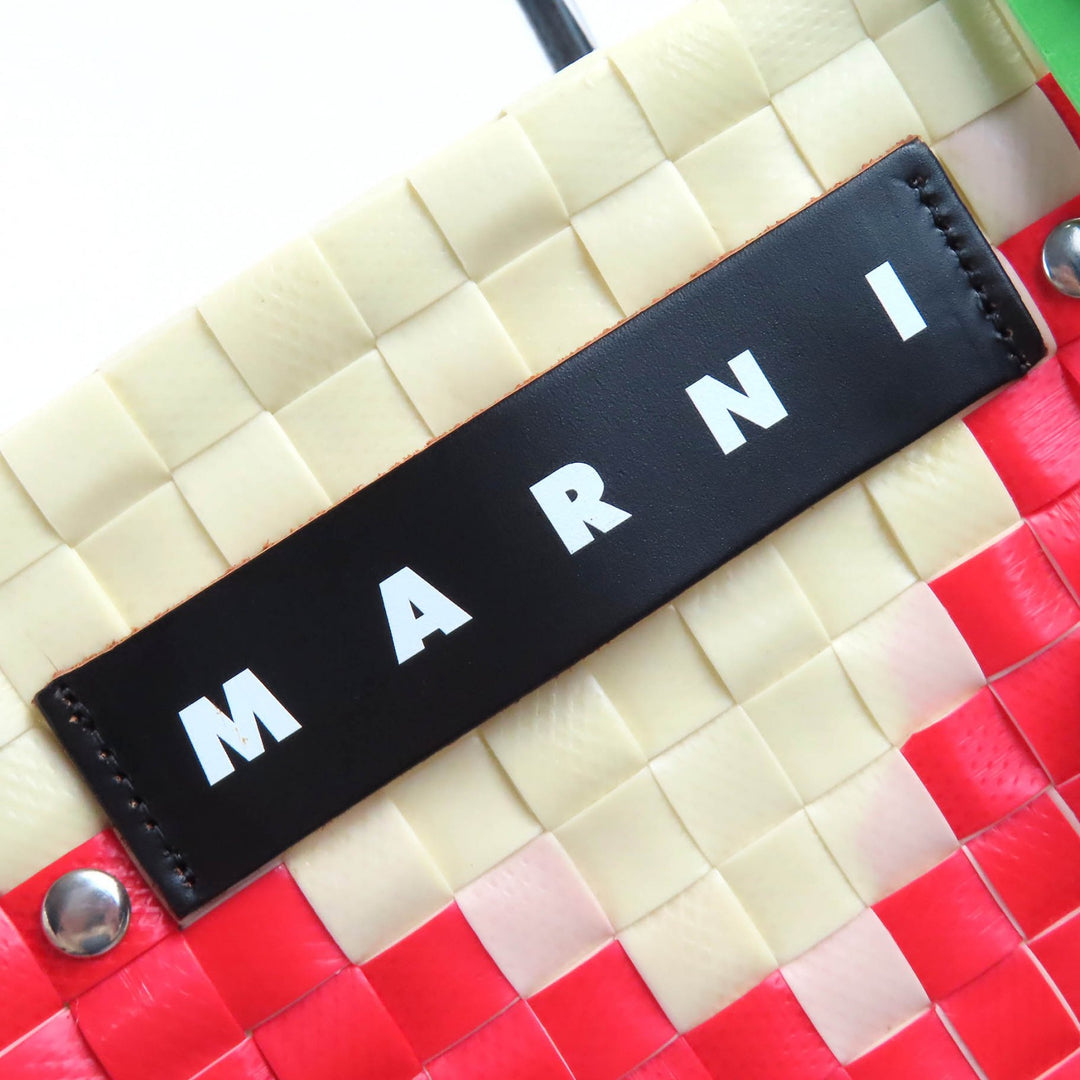 新品 MARNI ハンドバッグ ミニバスケットバッグ アイボリーレッド レディース SHMH0063JN