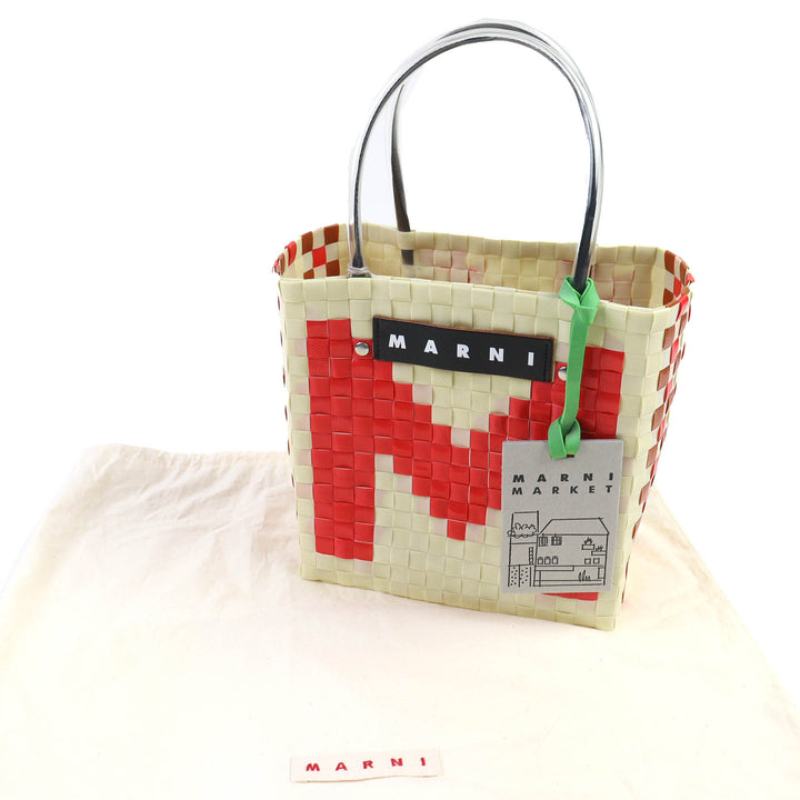 新品 MARNI ハンドバッグ ミニバスケットバッグ アイボリーレッド レディース SHMH0063JN