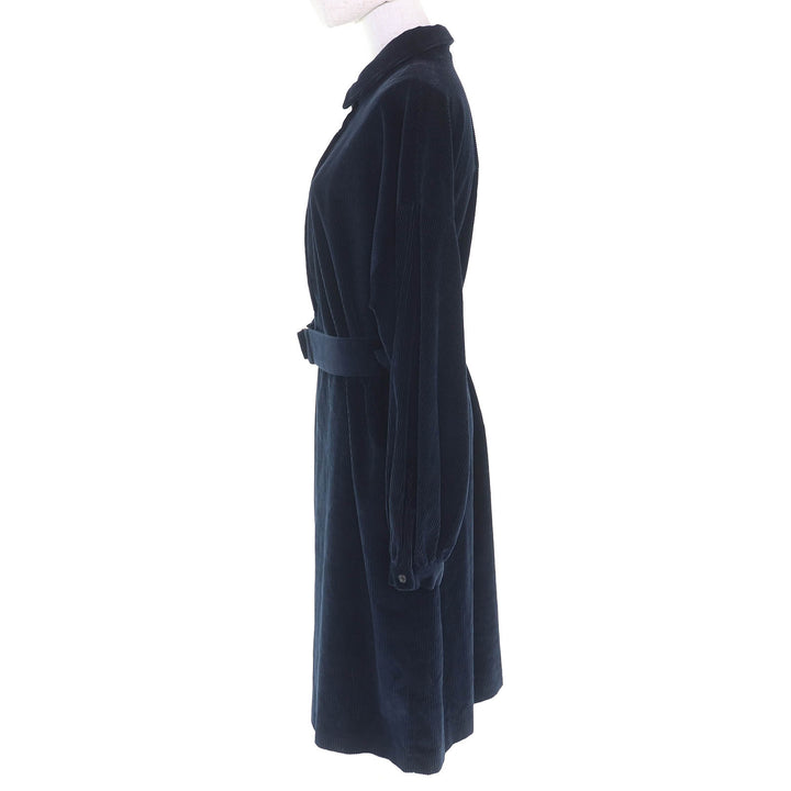 Pristine WEEKEND MaxMara ワンピース ベルト付きコーデュロイシャツ ネイビー コットン レディース 46