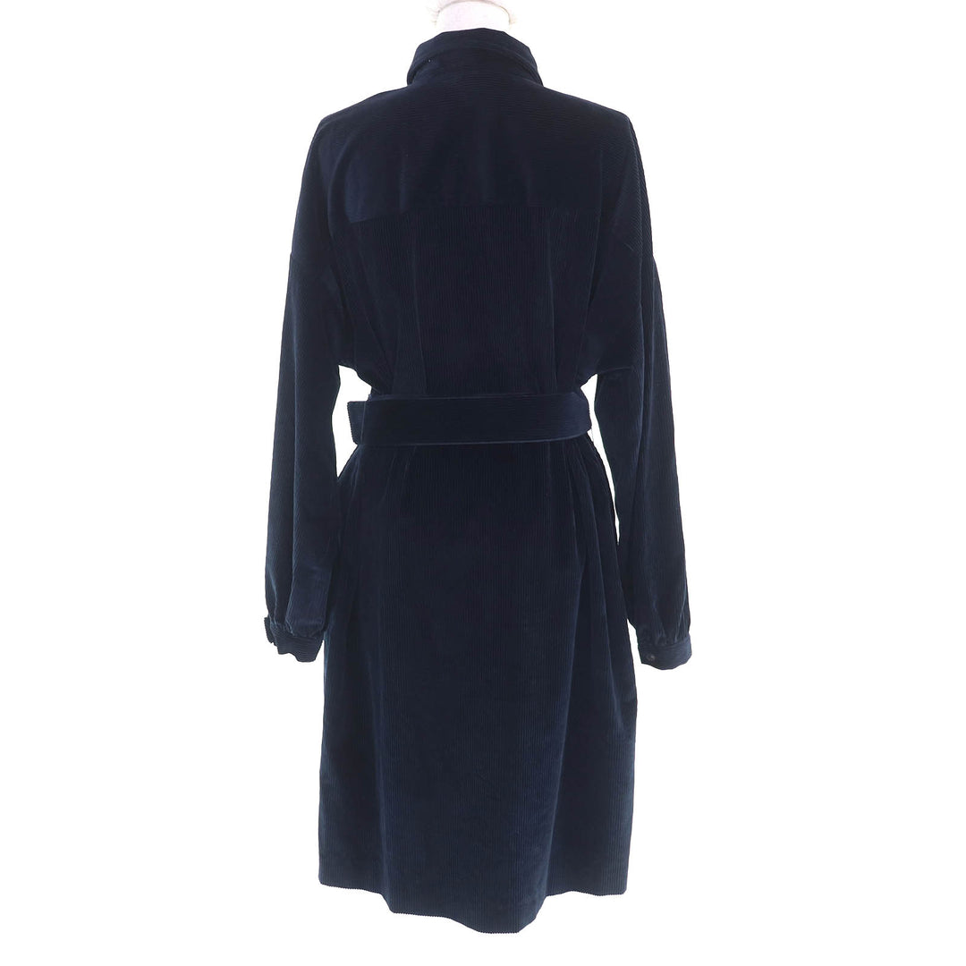 Pristine WEEKEND MaxMara ワンピース ベルト付きコーデュロイシャツ ネイビー コットン レディース 46
