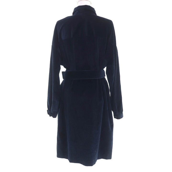 Pristine WEEKEND MaxMara ワンピース ベルト付きコーデュロイシャツ ネイビー コットン レディース 46