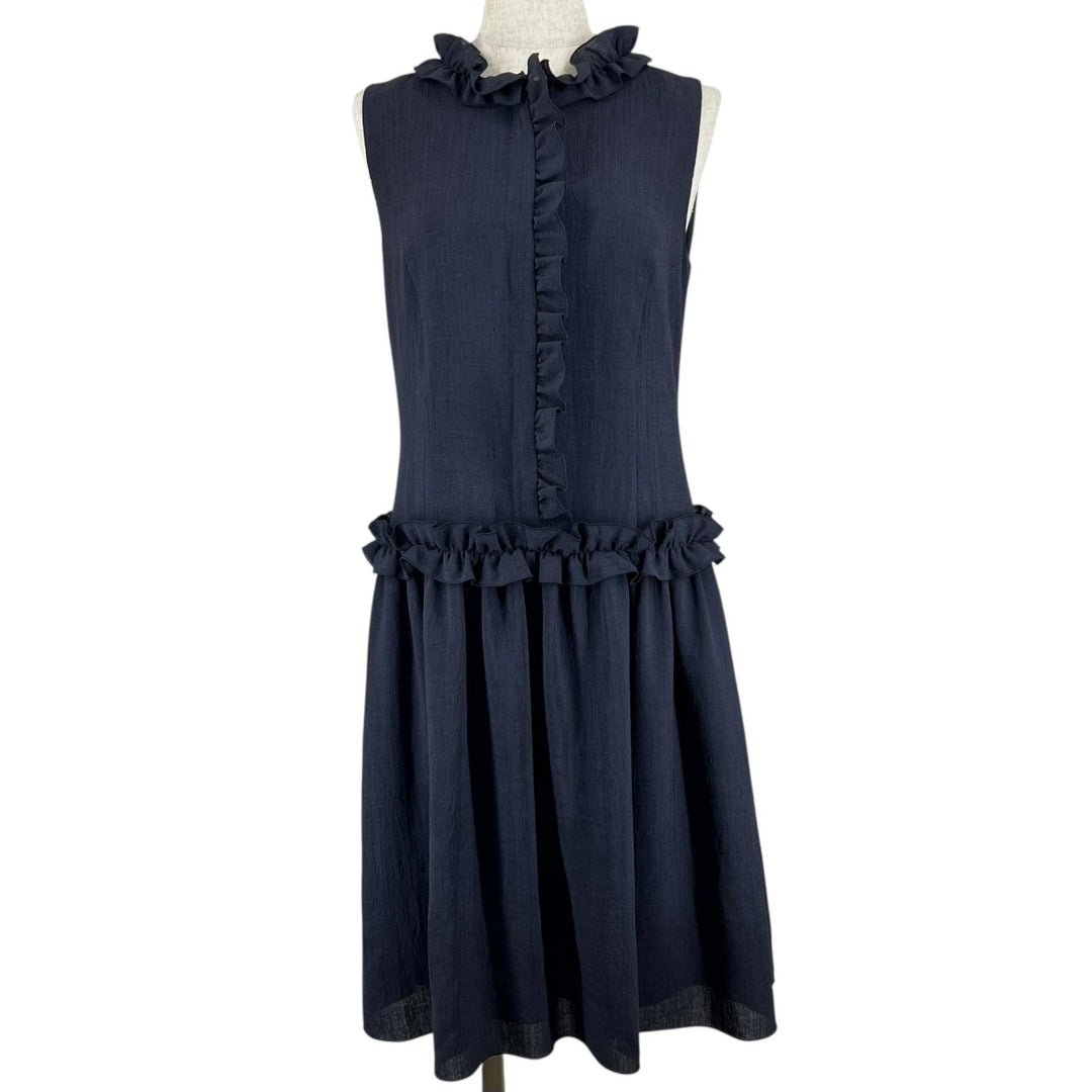 Excellent DAISY LIN one piece Frill Lady Navy Triacetate Women 38