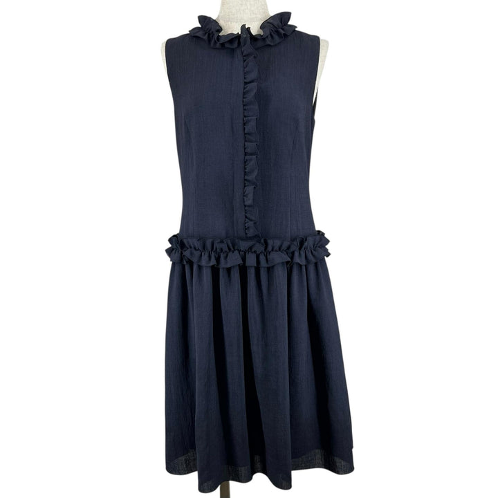 Excellent DAISY LIN one piece Frill Lady Navy Triacetate Women 38
