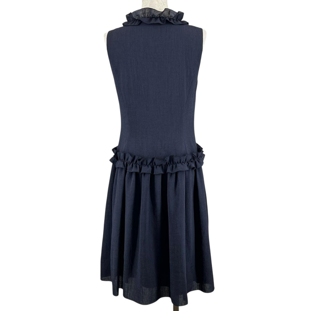 Excellent DAISY LIN one piece Frill Lady Navy Triacetate Women 38