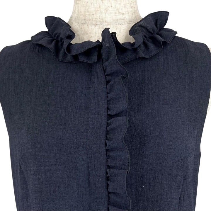 Excellent DAISY LIN one piece Frill Lady Navy Triacetate Women 38