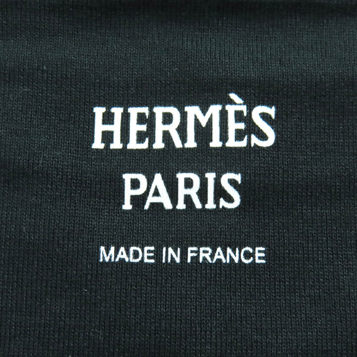 新品 HERMES ワンピース カルトゥーシュ クルーネック 半袖 ブラック 36 4H4516DA