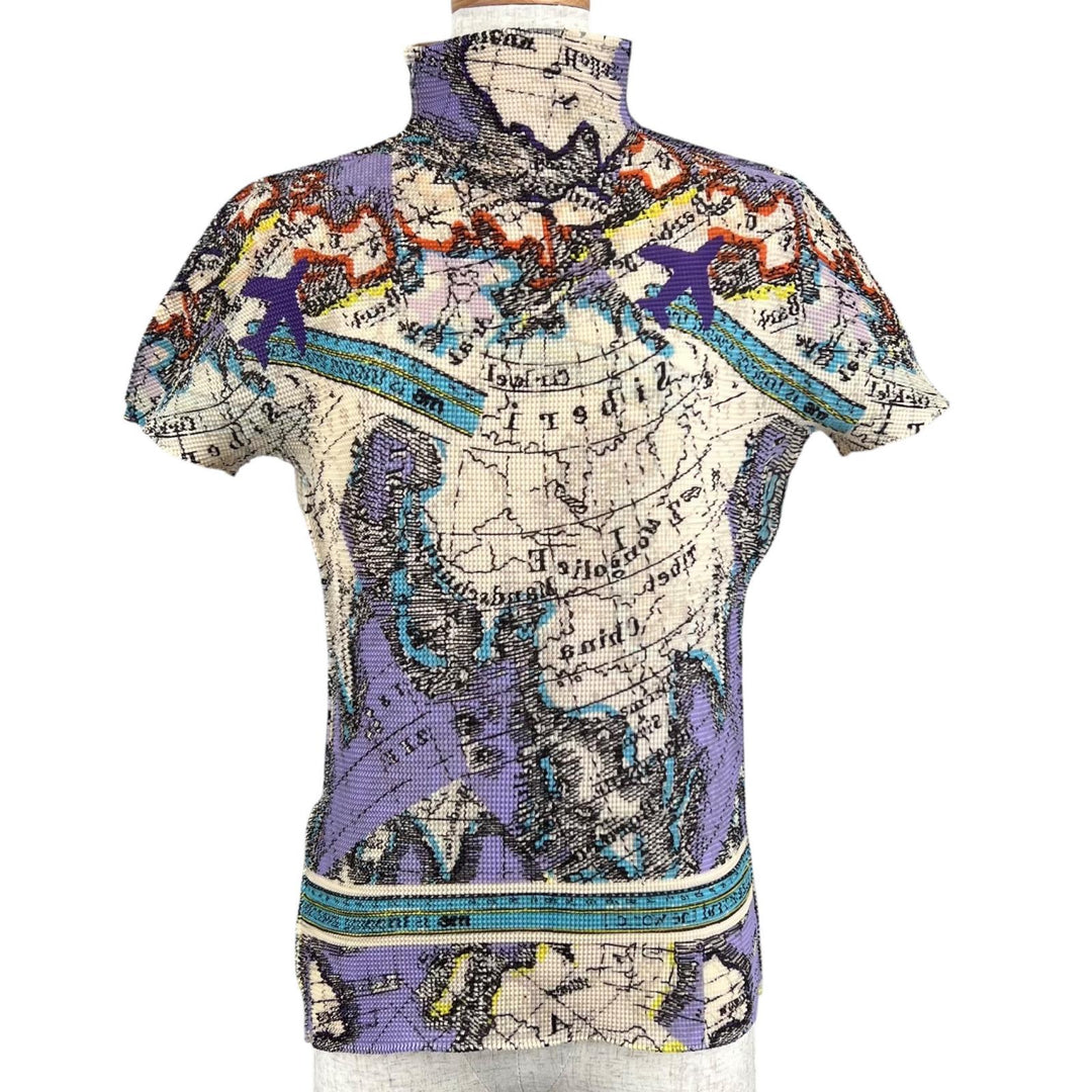 Great me ISSEY MIYAKE T-shirt World Map Pattern multicolor polyester MI63FK225