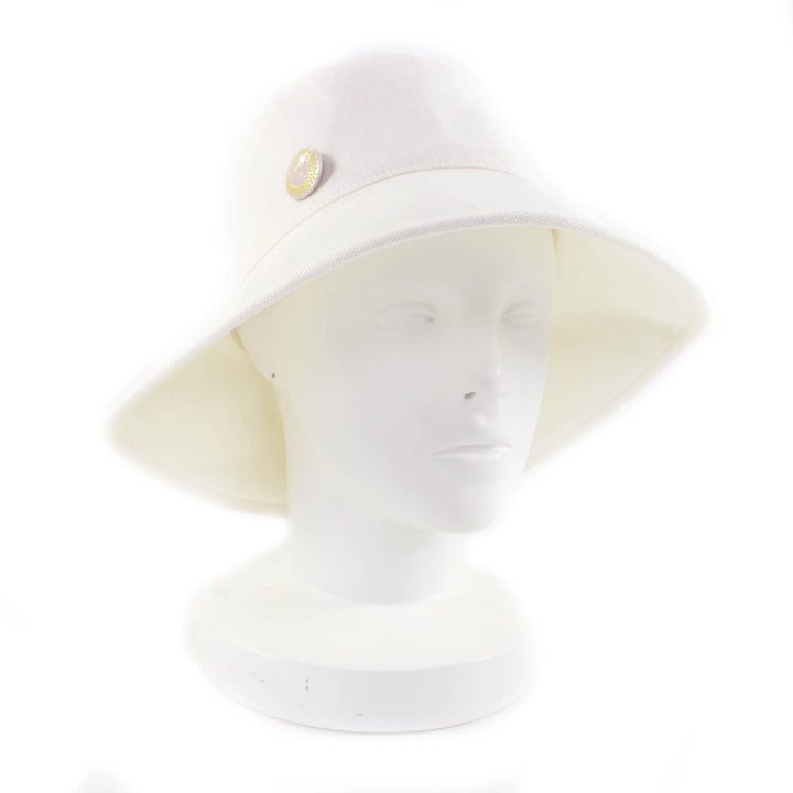 Excellent HERMES hat Gaelle white Hemp Women 58