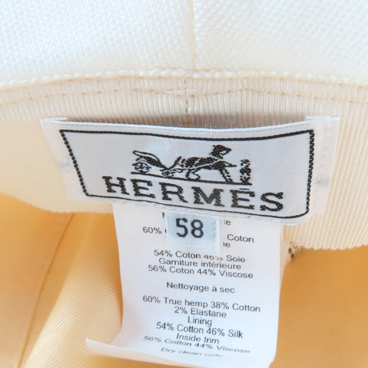 Excellent HERMES hat Gaelle white Hemp Women 58