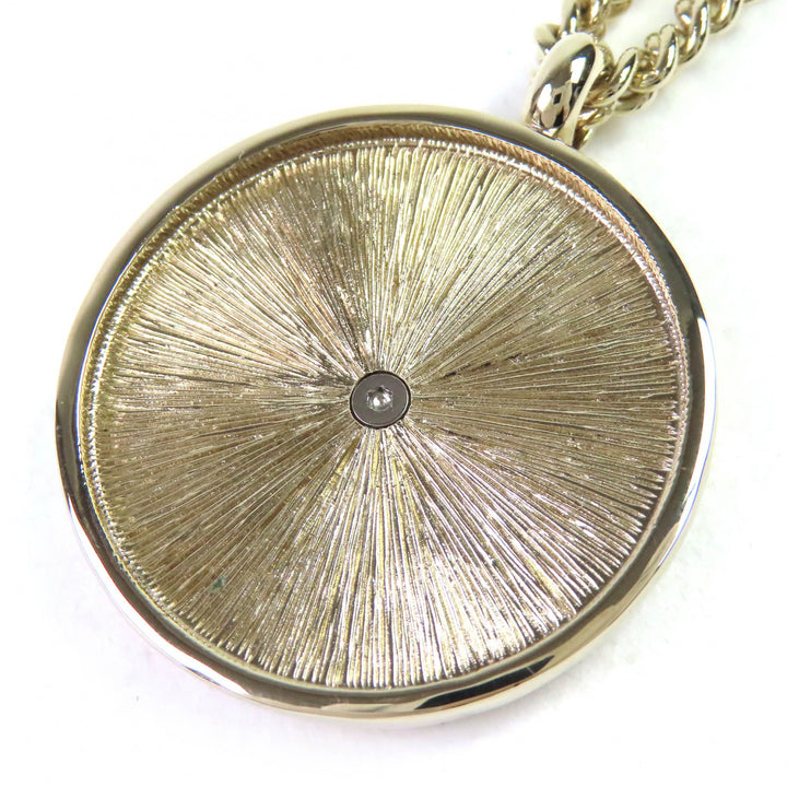 Pristine CHANEL Necklace COCO Mark Rhinestone Logo Medal Top Pendant gold B25A