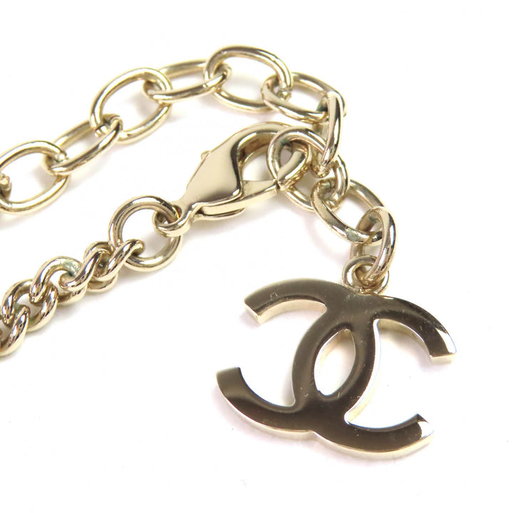 Pristine CHANEL Necklace COCO Mark Rhinestone Logo Medal Top Pendant gold B25A