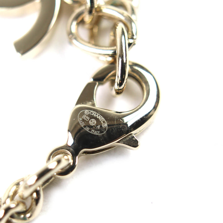 Pristine CHANEL Necklace COCO Mark Rhinestone Logo Medal Top Pendant gold B25A