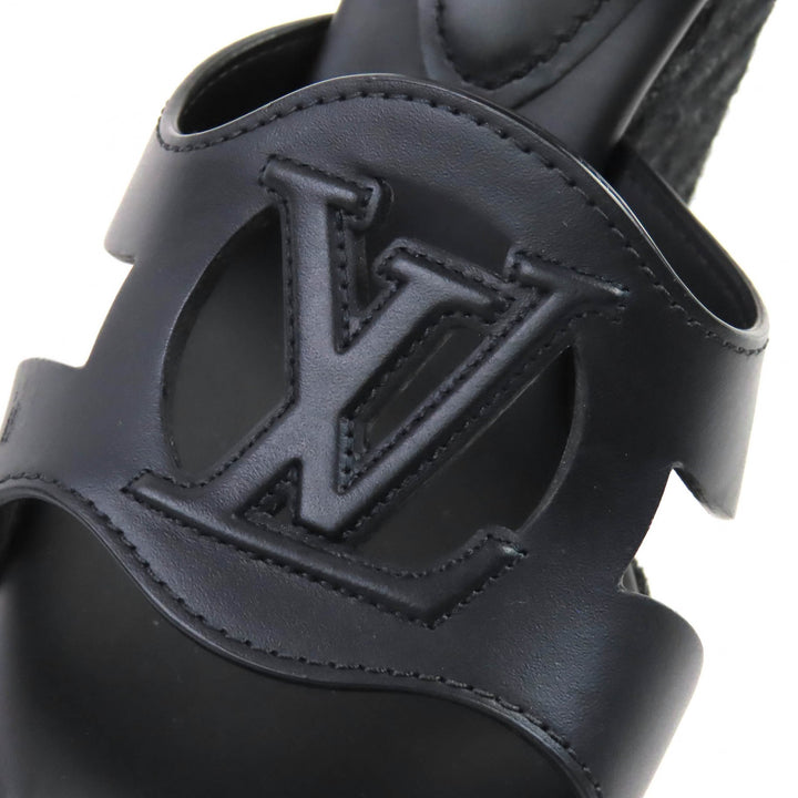 Excellent LOUIS VUITTON Sandals Ankle strap espadrilles with wedge 36.5