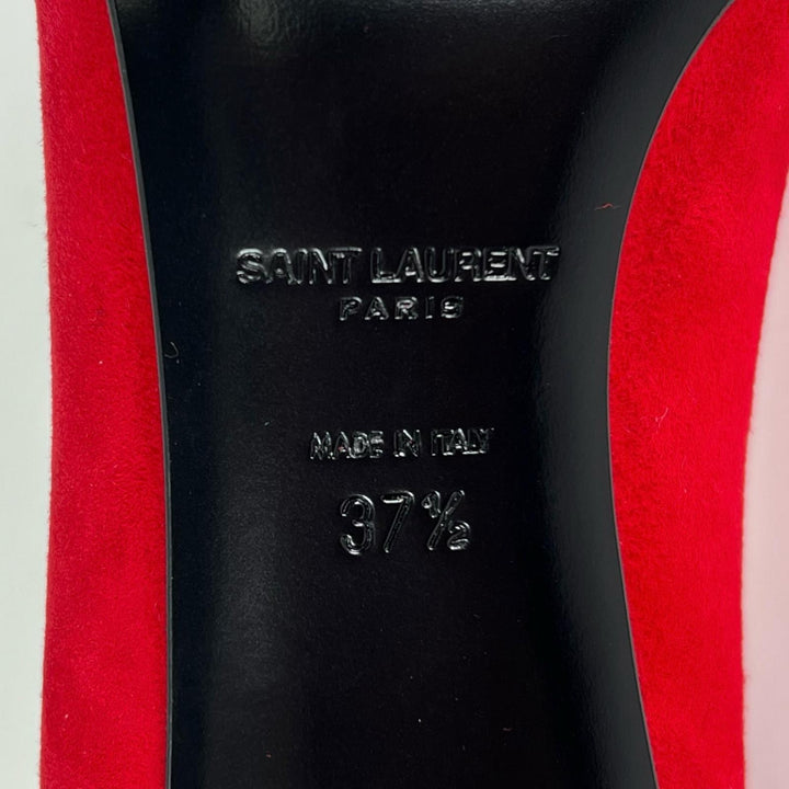 Pristine SAINT LAURENT pumps pointed toe stiletto heels Red Suede leather 37.5