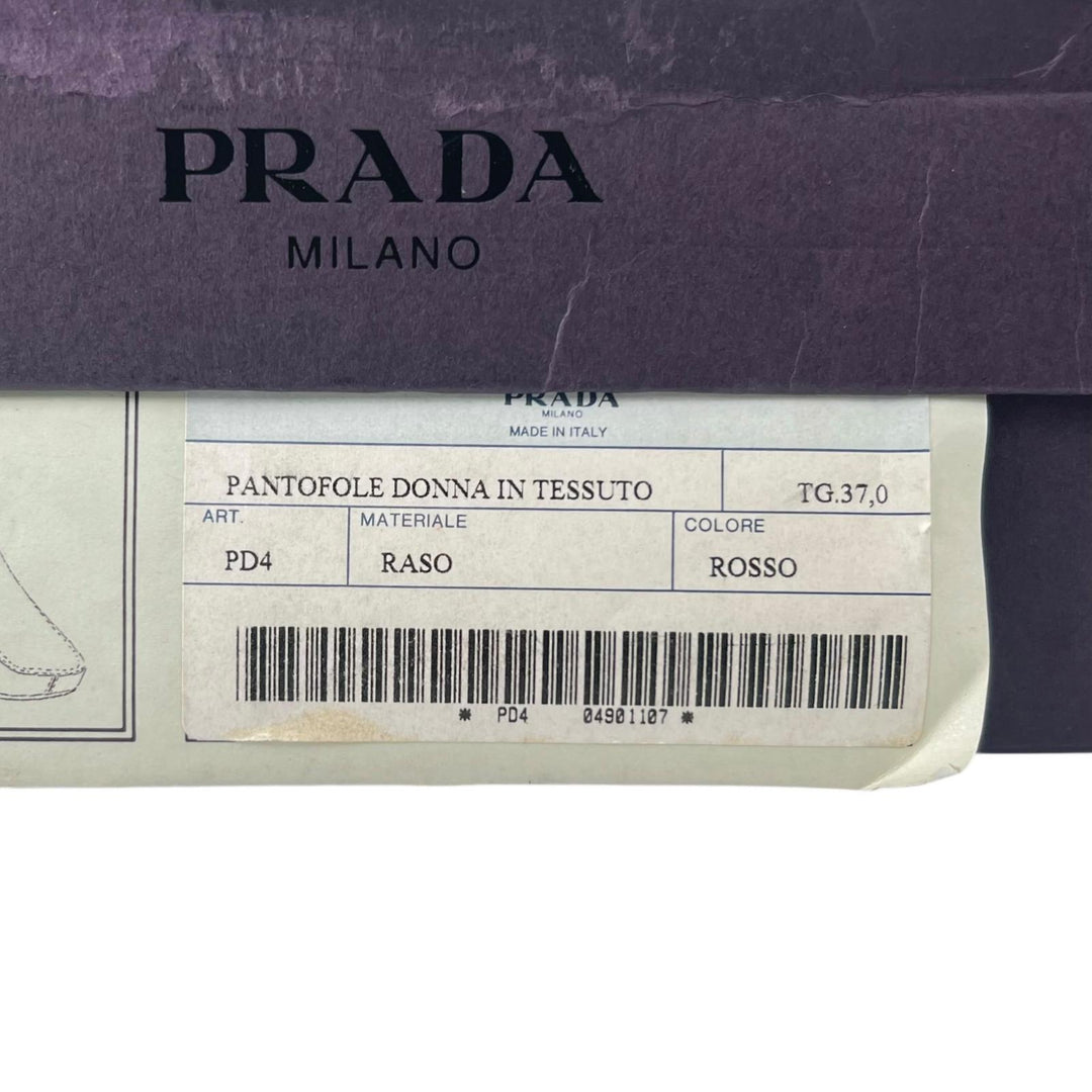 Pristine PRADA Slip-on Satin Flats Room Shoes Red ー Women 37