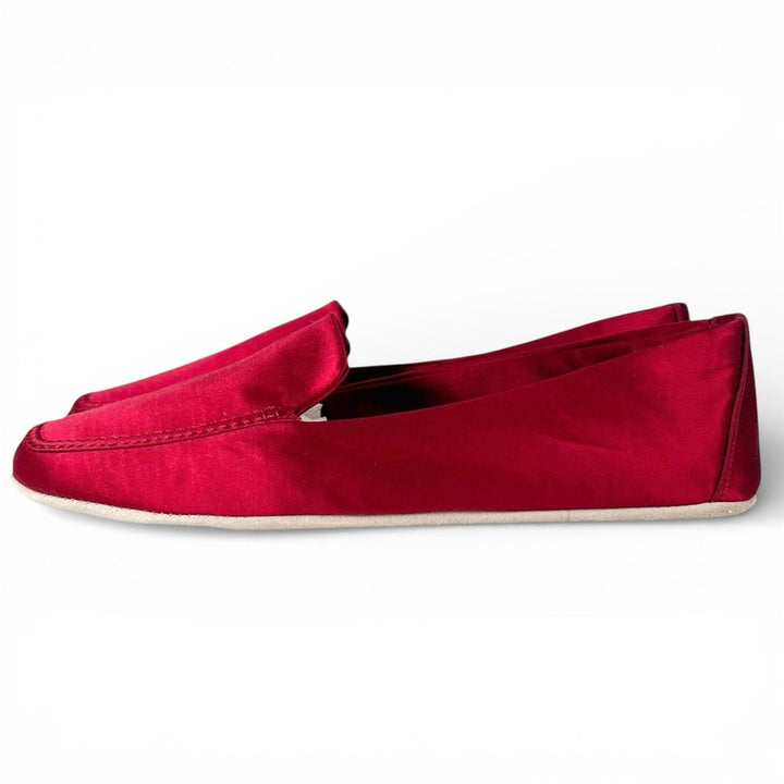 Pristine PRADA Slip-on Satin Flats Room Shoes Red ー Women 37