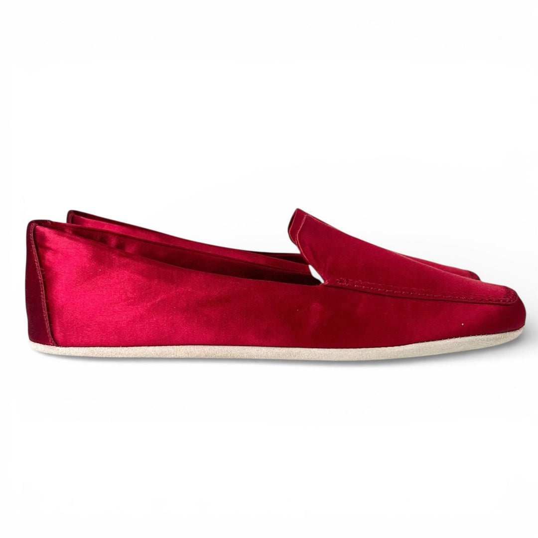 Pristine PRADA Slip-on Satin Flats Room Shoes Red ー Women 37