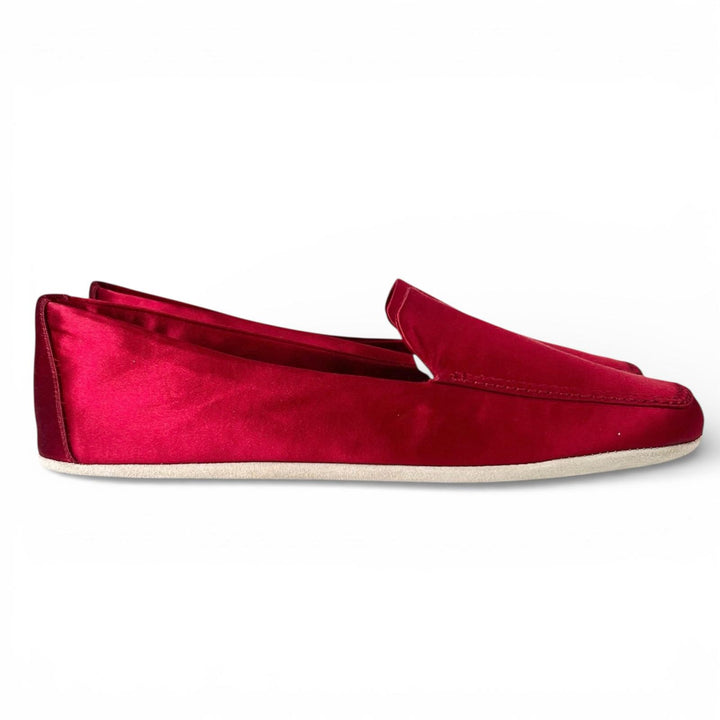 Pristine PRADA Slip-on Satin Flats Room Shoes Red ー Women 37