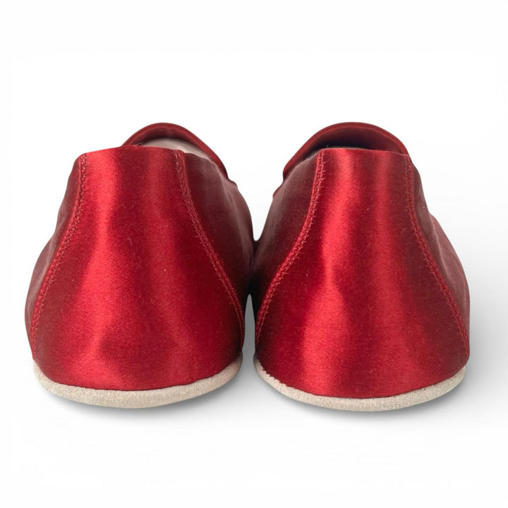 Pristine PRADA Slip-on Satin Flats Room Shoes Red ー Women 37