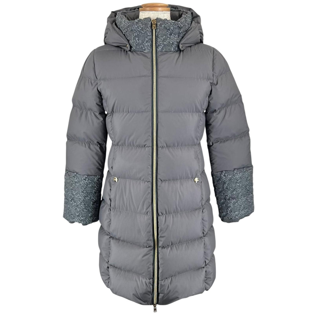 Excellent Herno down coat Logo button POLAR-TECH tweed gray polyester Women XS