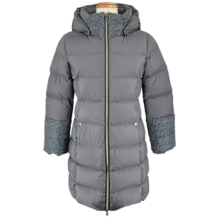 Excellent Herno down coat Logo button POLAR-TECH tweed gray polyester Women XS