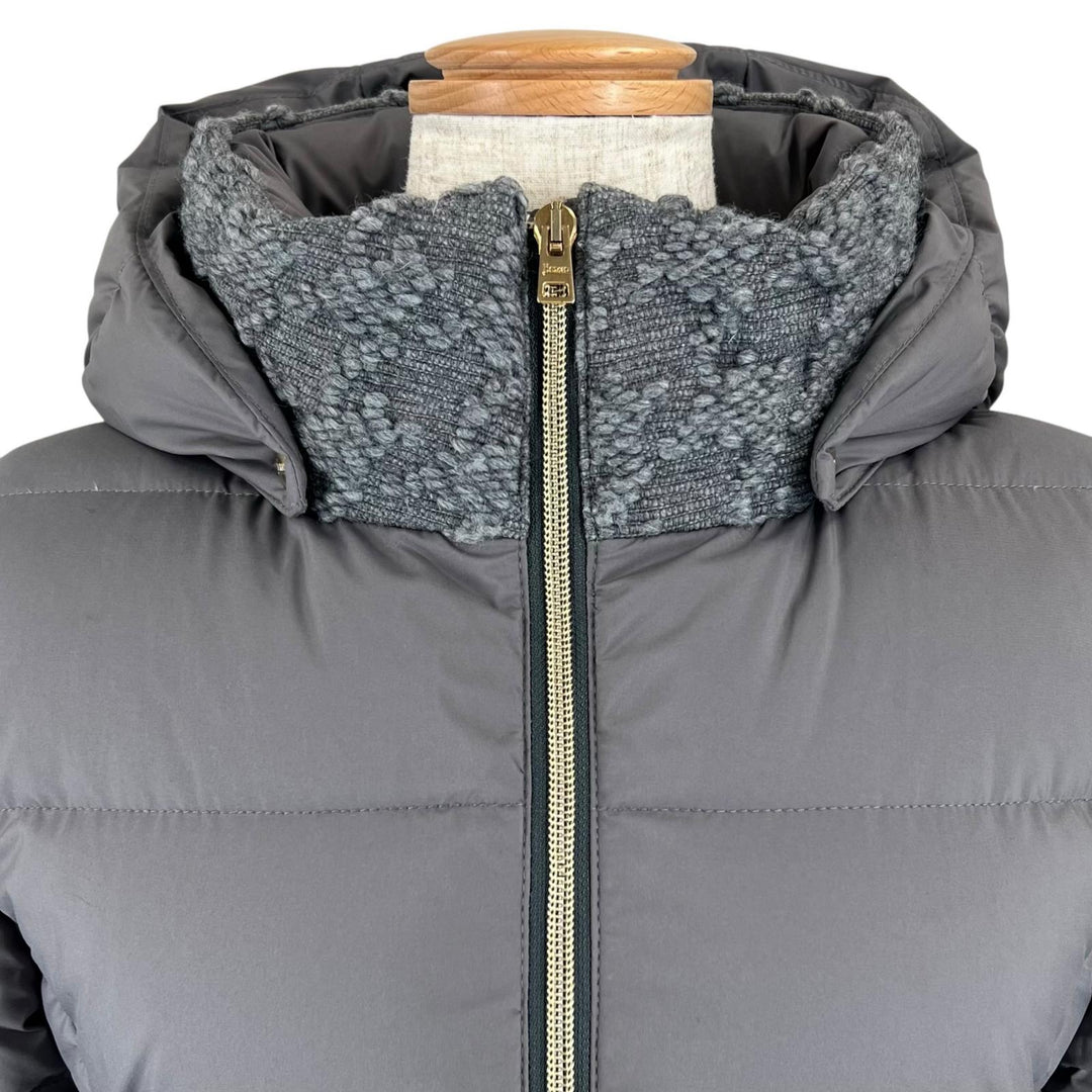 Excellent Herno down coat Logo button POLAR-TECH tweed gray polyester Women XS