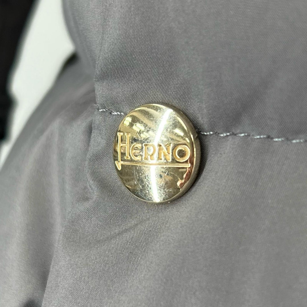 Excellent Herno down coat Logo button POLAR-TECH tweed gray polyester Women XS