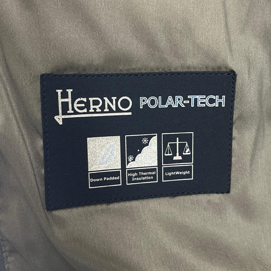 Excellent Herno down coat Logo button POLAR-TECH tweed gray polyester Women XS