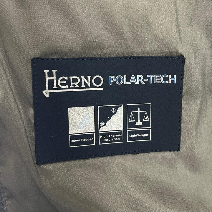 Excellent Herno down coat Logo button POLAR-TECH tweed gray polyester Women XS