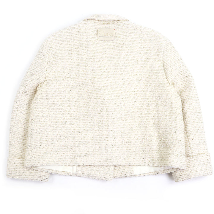 グッチ ジャケット ツイード アイボリー ゴールド ウール メンズ 48 643287 美品