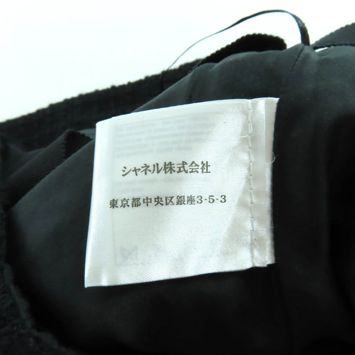 素晴らしいシャネルツイードスカートブラックウールレディース36 P38774