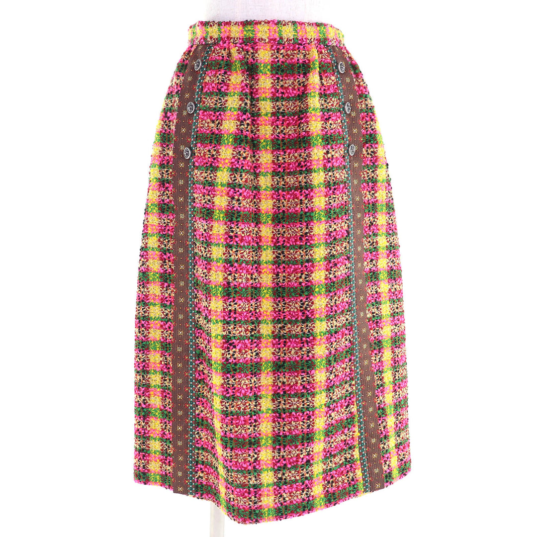 Excellent GUCCI Long skirt Lion button tweed multicolor 36 596980